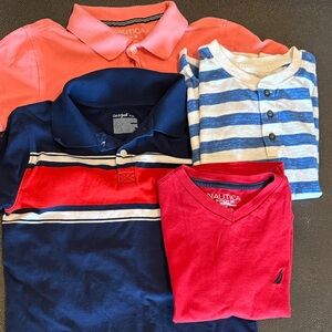Nautica Kids Polo Shirt Collection - Coral, Navy, Red, and Blue Stripes bundle 8